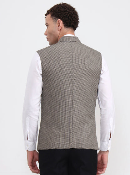 Brown Checked Regular Fit Waistcoat  | Wyre