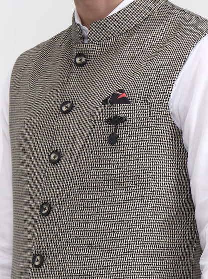 Brown Checked Regular Fit Waistcoat  | Wyre
