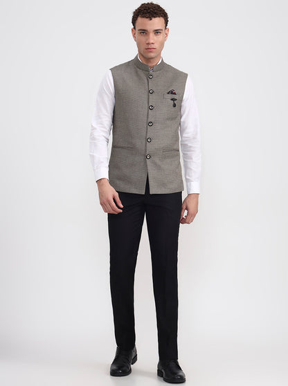 Brown Checked Regular Fit Waistcoat  | Wyre
