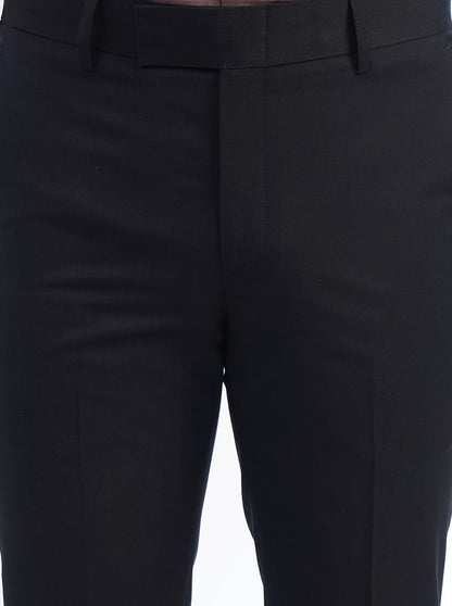 Navy Blue Solid Slim Fit Formal Trouser | Metal