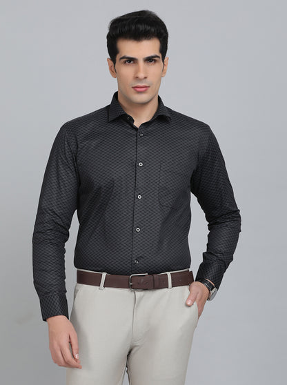 Black Printed Slim Fit Party Wear Shirt | Greenfibre