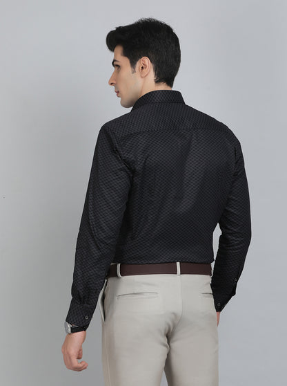 Black Printed Slim Fit Party Wear Shirt | Greenfibre