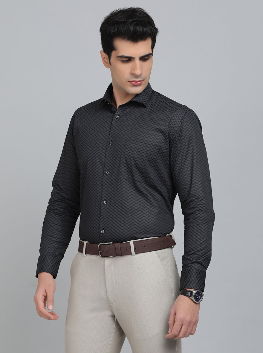 Black Printed Slim Fit Party Wear Shirt | Greenfibre