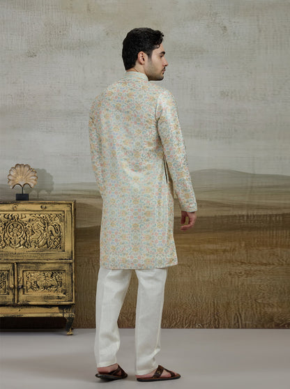 Cream Printed Kurta Pajama | Virasana