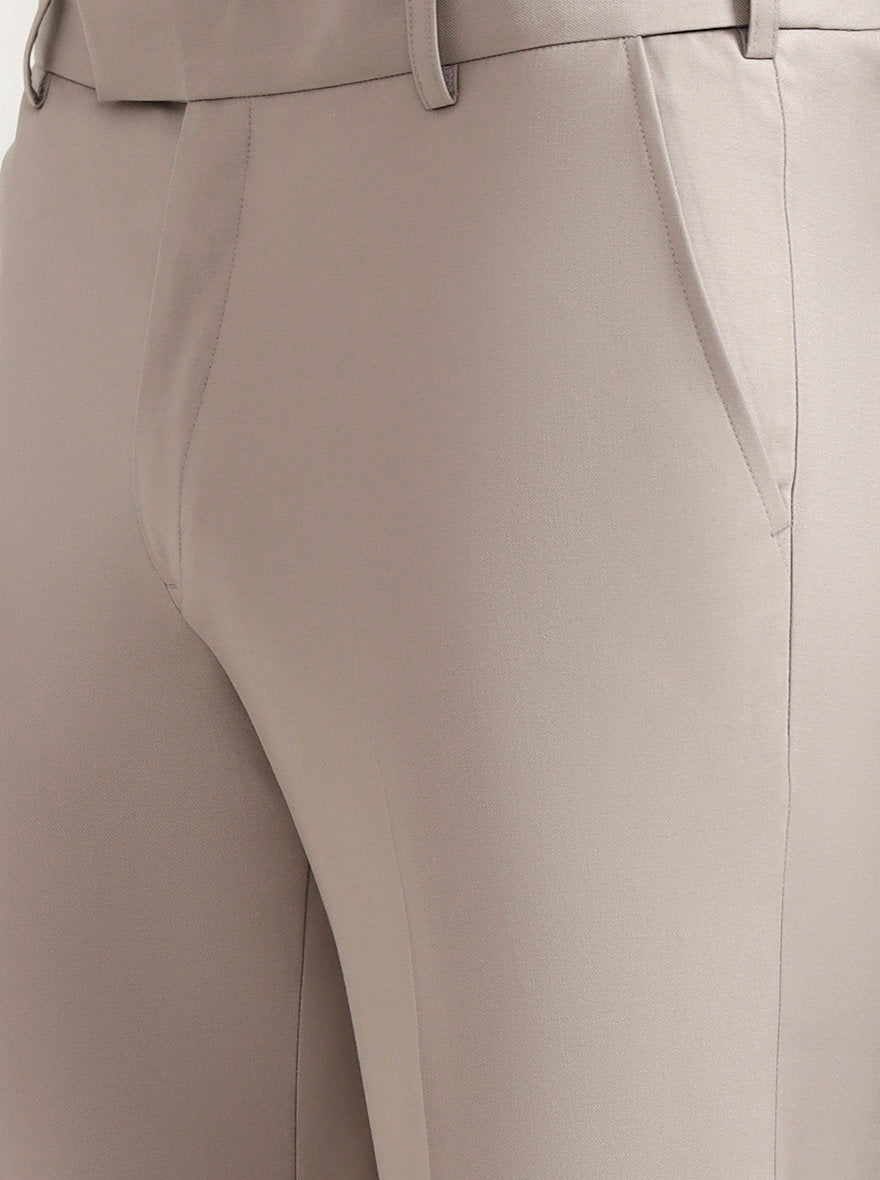 Fawn Solid Slim Fit Formal Trouser | Metal