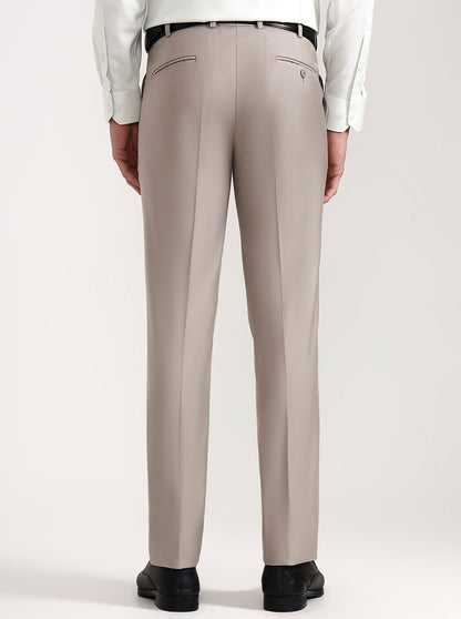Fawn Solid Slim Fit Formal Trouser | Metal