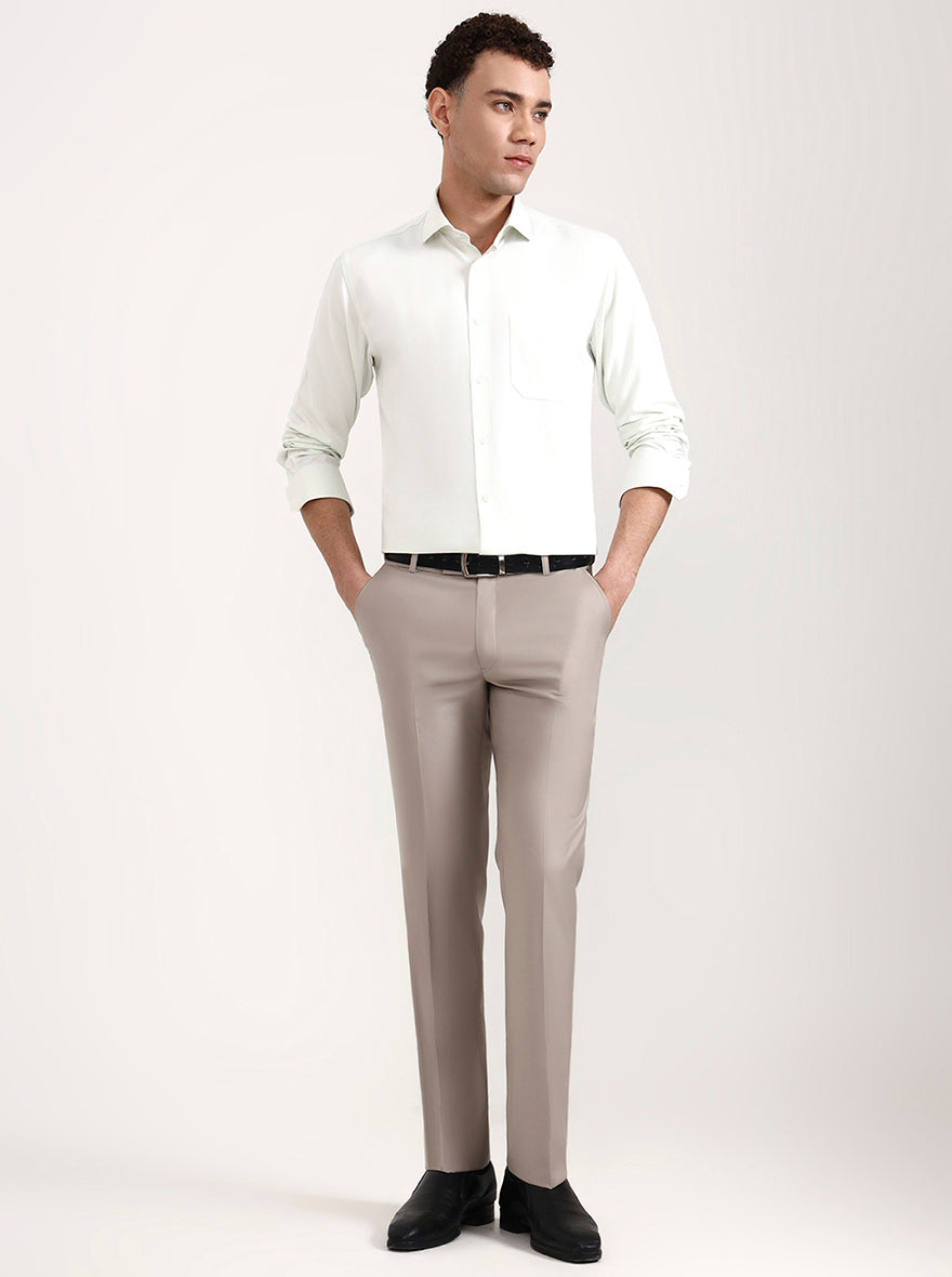 Fawn Solid Slim Fit Formal Trouser | Metal
