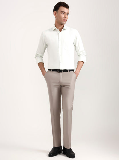 Fawn Solid Slim Fit Formal Trouser | Metal