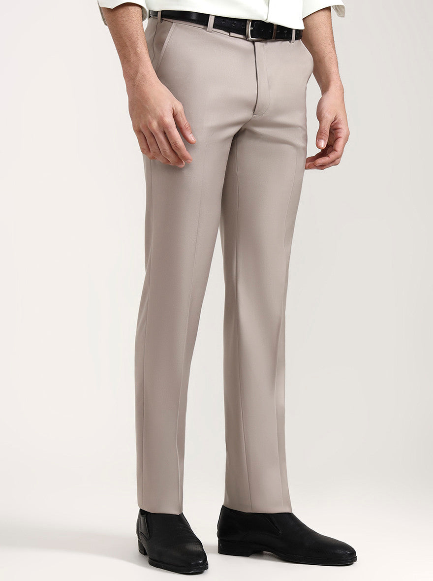 Fawn Solid Slim Fit Formal Trouser | Metal