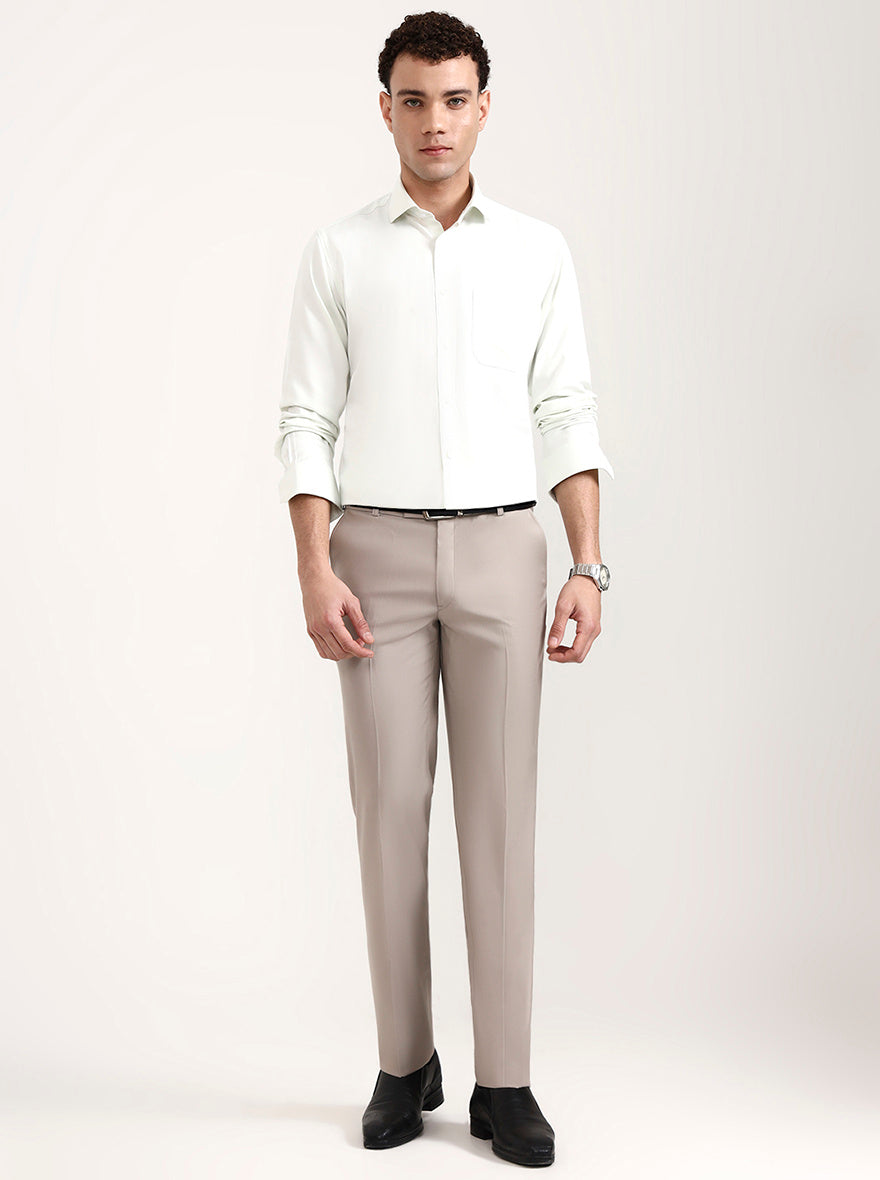 Fawn Solid Slim Fit Formal Trouser | Metal