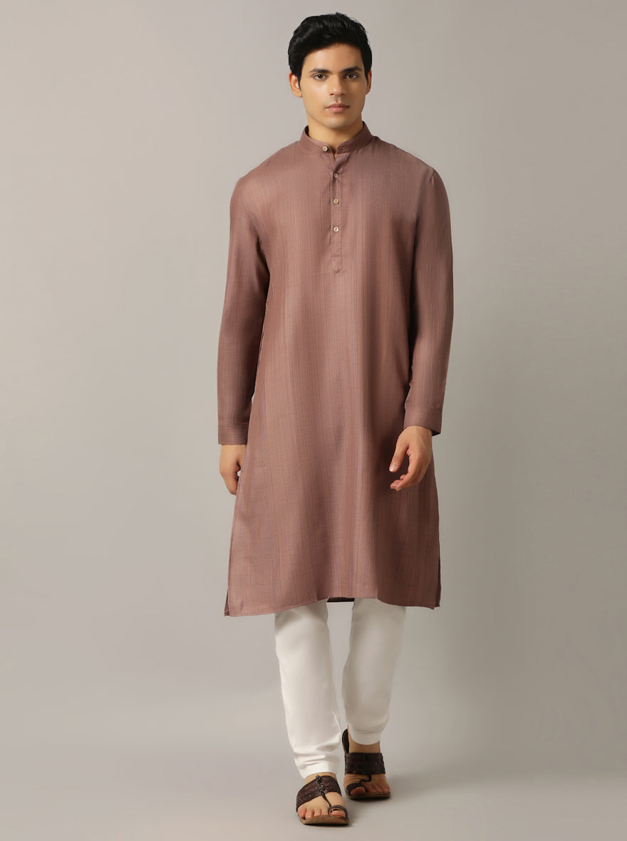 Brown Solid Regular Fit Modi Kurta | JadeBlue
