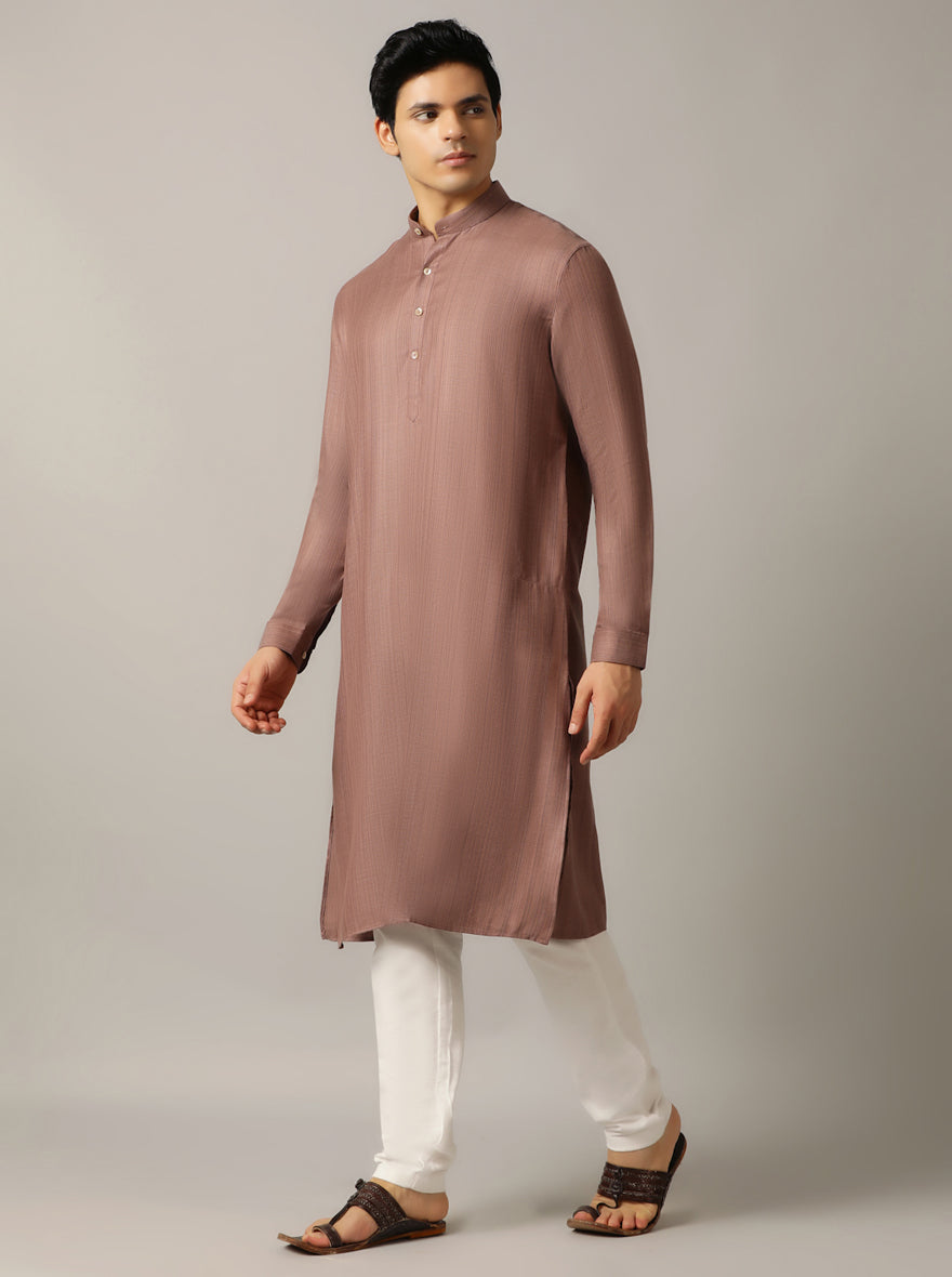 Brown Solid Regular Fit Modi Kurta | JadeBlue