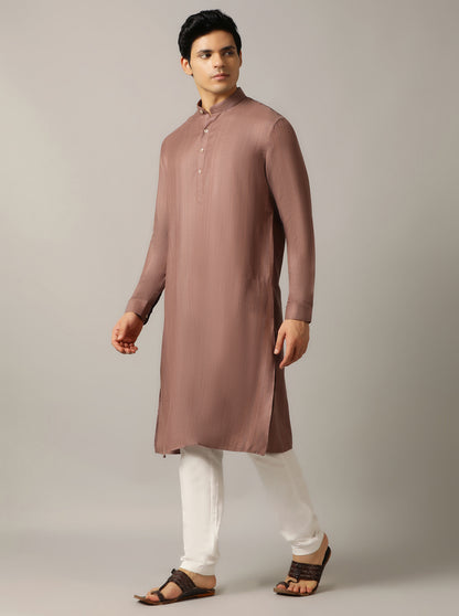 Brown Solid Regular Fit Modi Kurta | JadeBlue