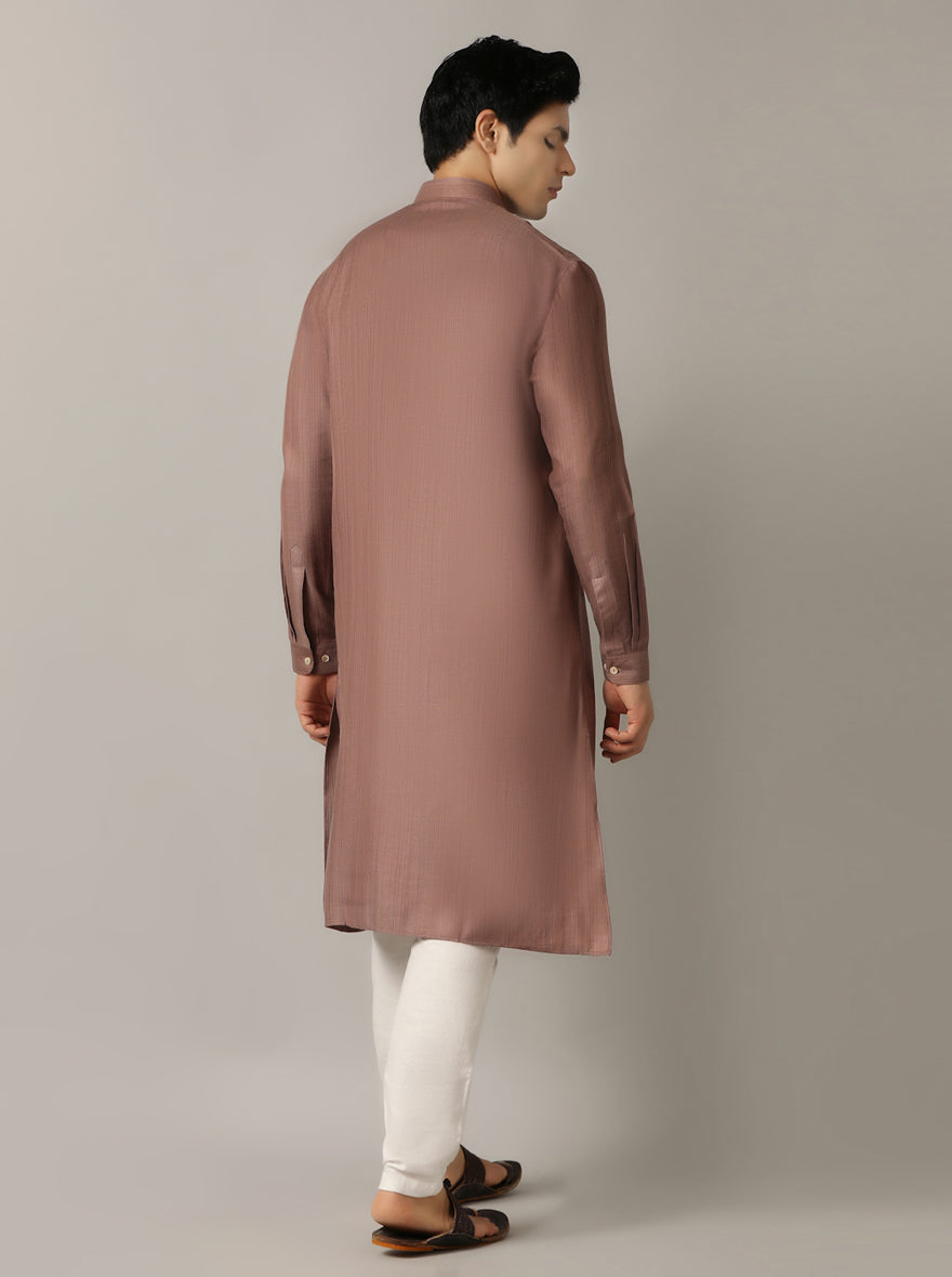 Brown Solid Regular Fit Modi Kurta | JadeBlue