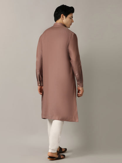 Brown Solid Regular Fit Modi Kurta | JadeBlue
