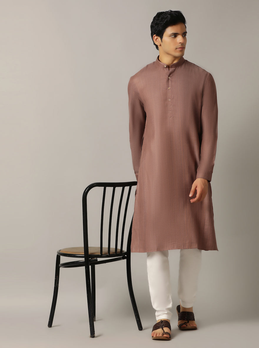 Brown Solid Regular Fit Modi Kurta | JadeBlue