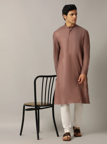 Brown Solid Regular Fit Modi Kurta | JadeBlue