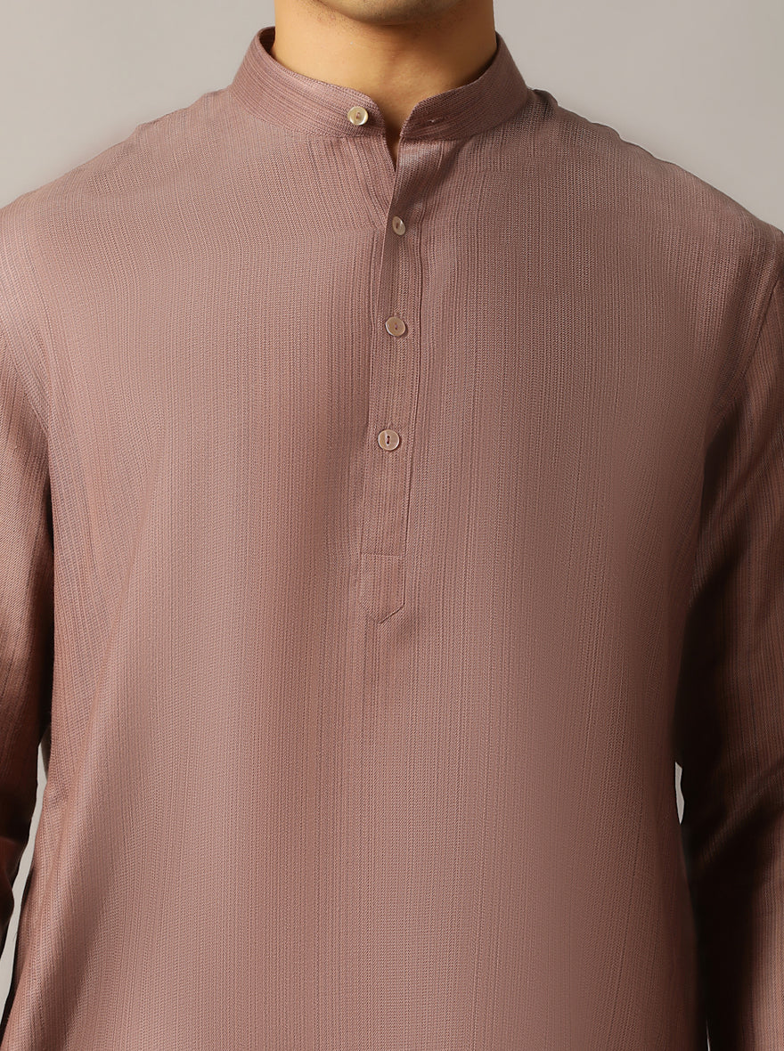 Brown Solid Regular Fit Modi Kurta | JadeBlue
