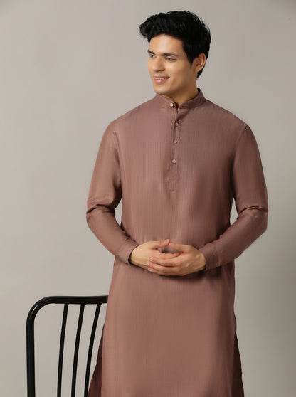 Brown Solid Regular Fit Modi Kurta | JadeBlue