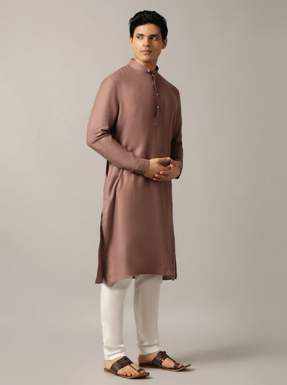 Brown Solid Regular Fit Modi Kurta | JadeBlue