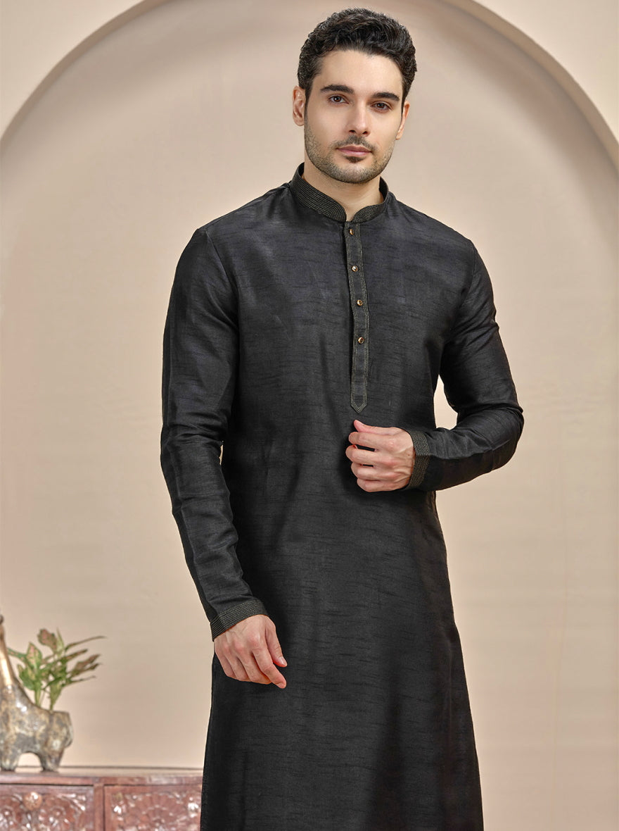 Black Solid Kurta Pajama | TULA