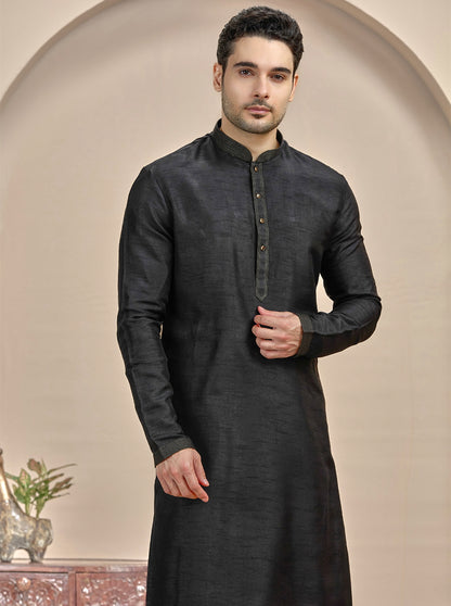 Black Solid Kurta Pajama | TULA
