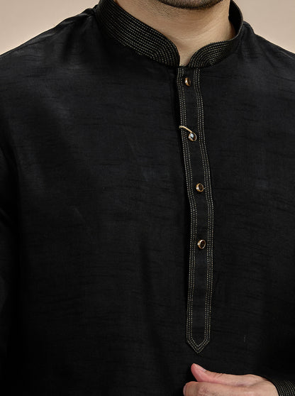 Black Solid Kurta Pajama | TULA