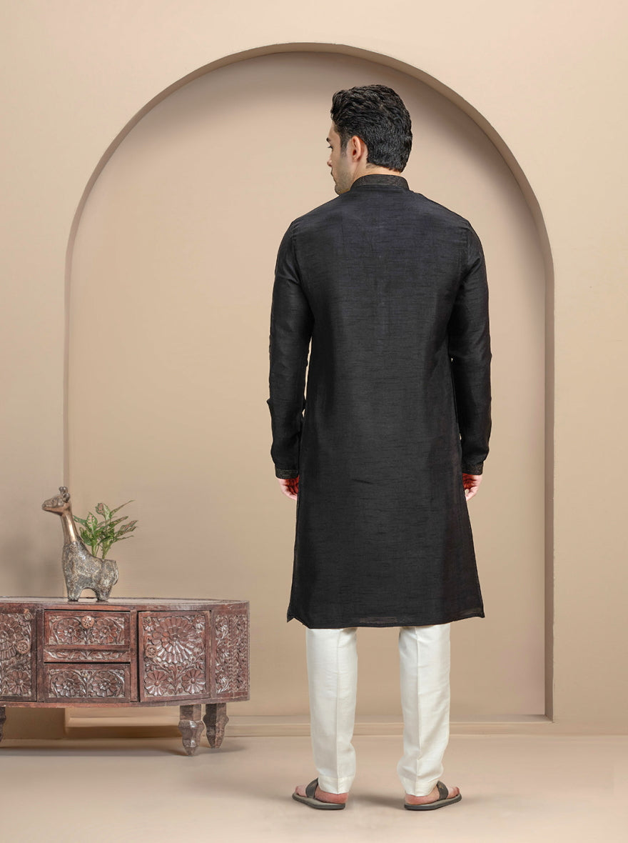 Black Solid Kurta Pajama | TULA