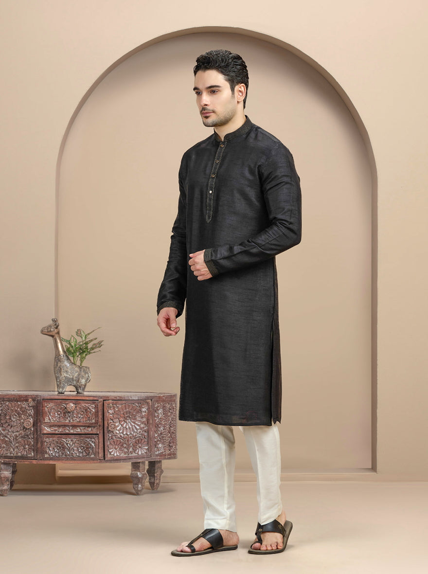 Black Solid Kurta Pajama | TULA