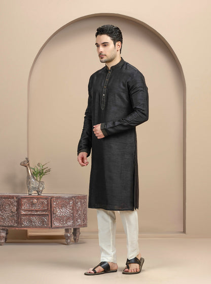 Black Solid Kurta Pajama | TULA