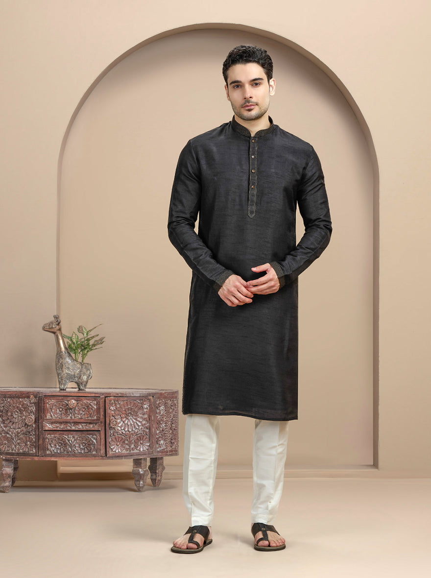 Black Solid Kurta Pajama | TULA