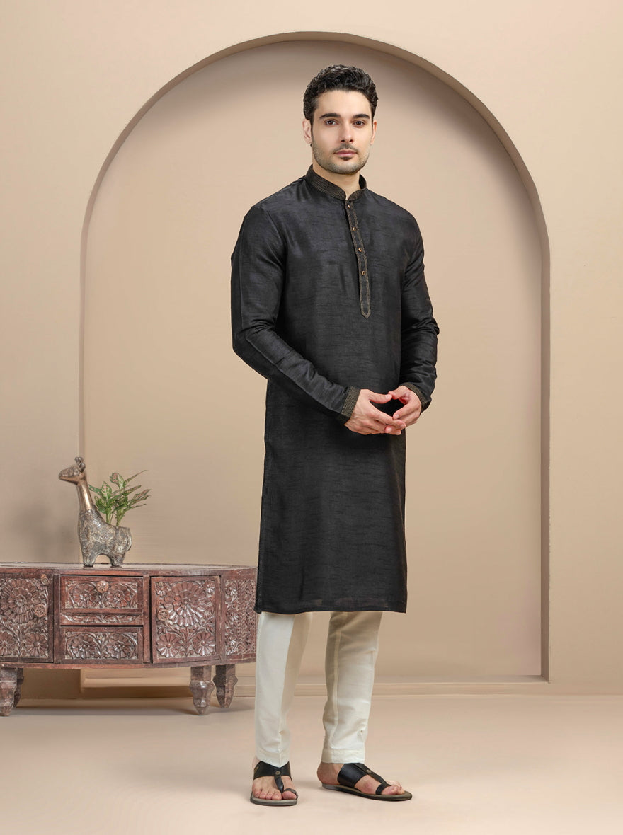 Black Solid Kurta Pajama | TULA