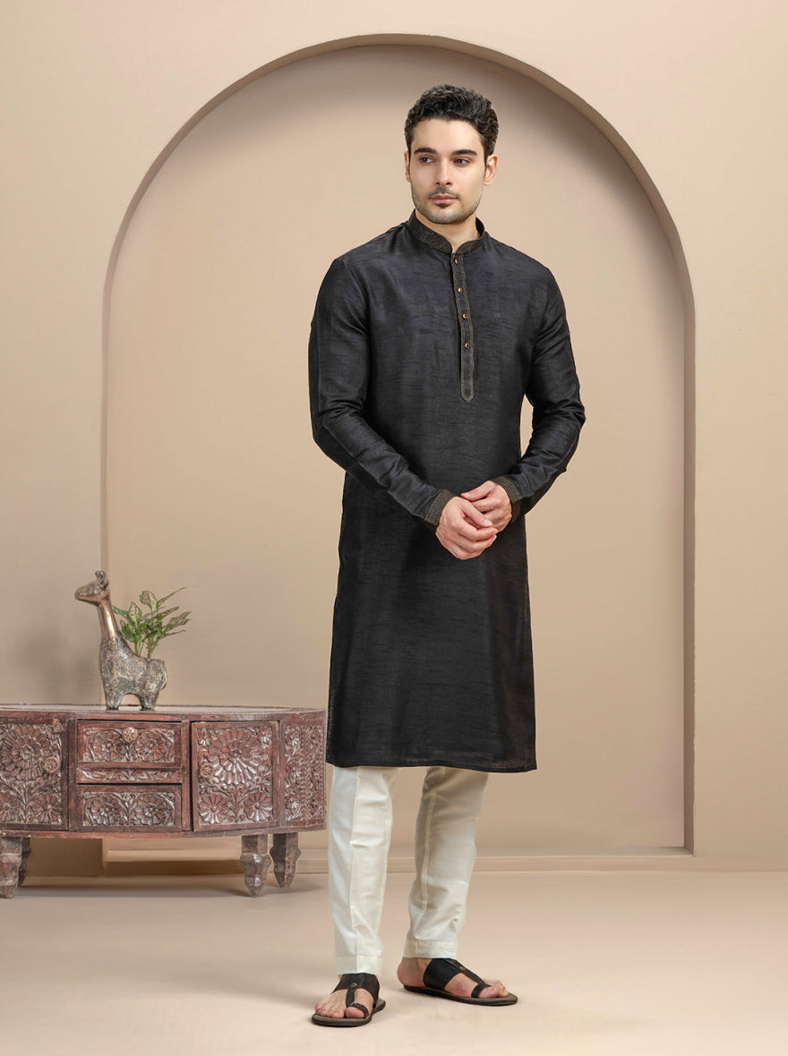 Black Solid Kurta Pajama | TULA
