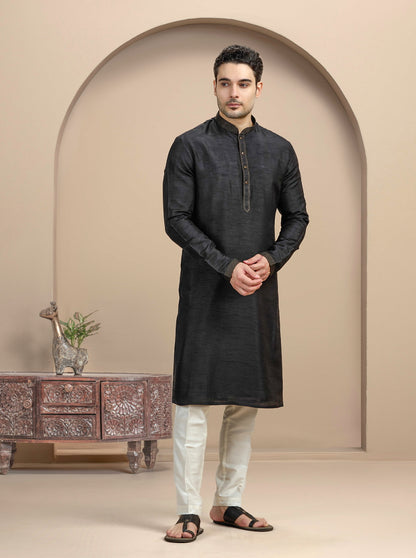 Black Solid Kurta Pajama | TULA