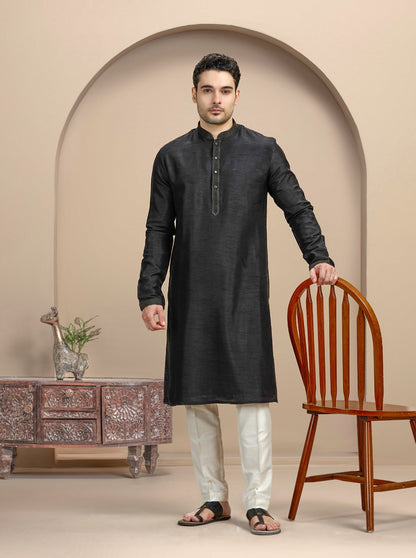 Black Solid Kurta Pajama | TULA