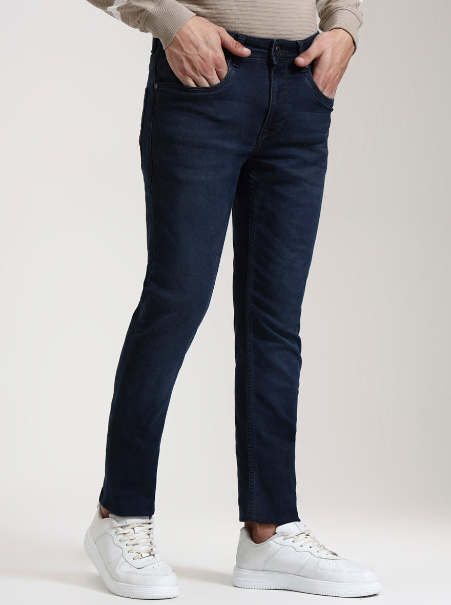 Dark Blue Washed Slim Fit Jeans | JadeBlue