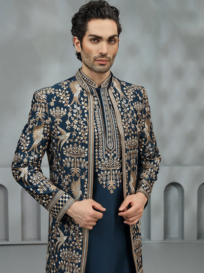 Green Embroidered Indowestern | Virasana