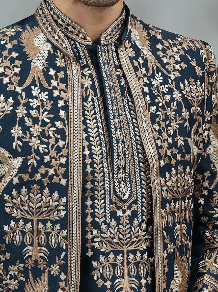 Green Embroidered Indowestern | Virasana
