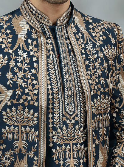 Green Embroidered Indowestern | Virasana
