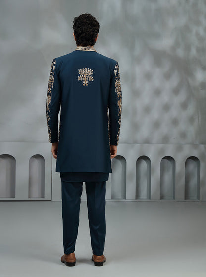 Green Embroidered Indowestern | Virasana