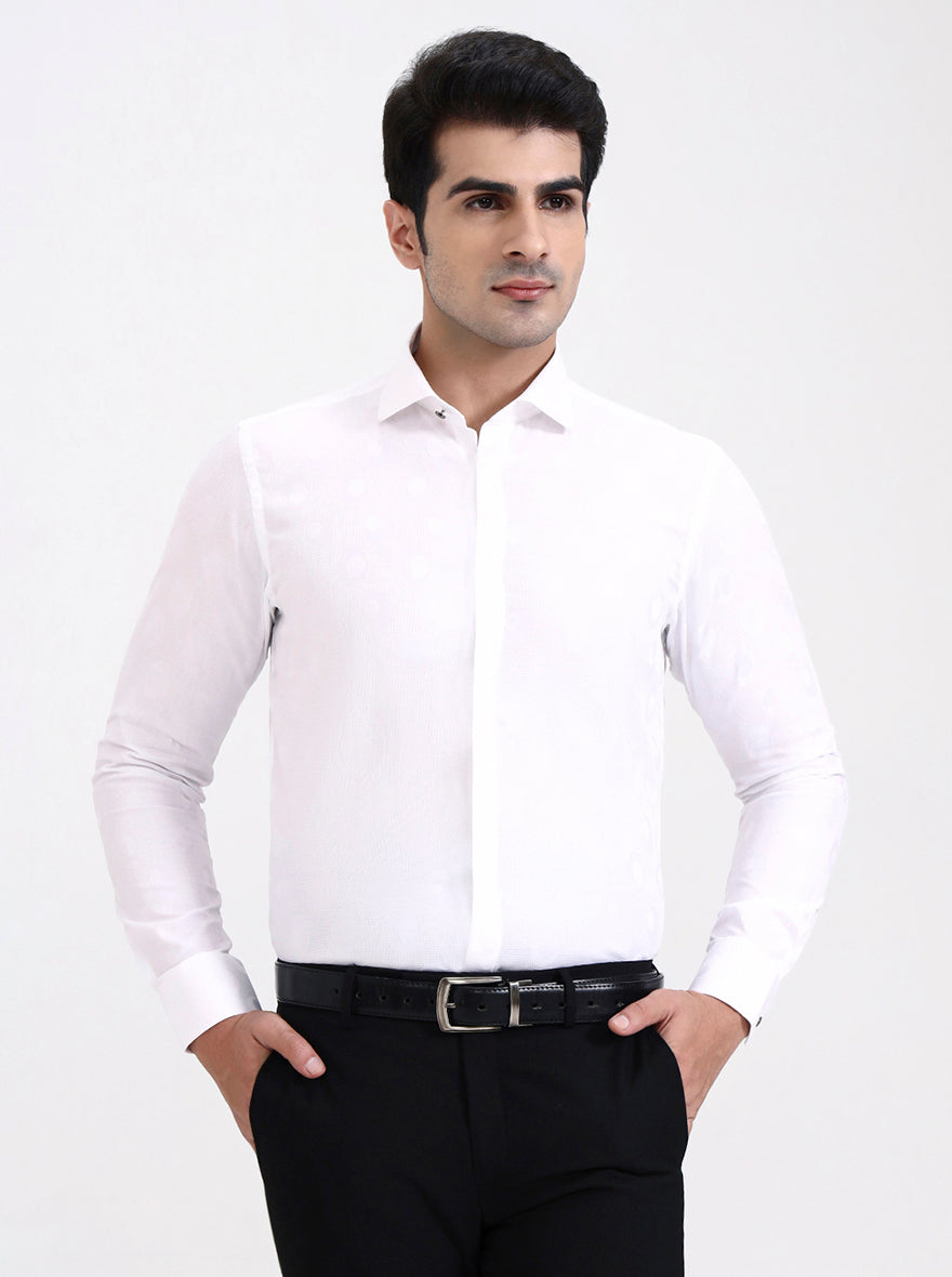 White Solid Slim Fit Party Wear Shirt | Wyre