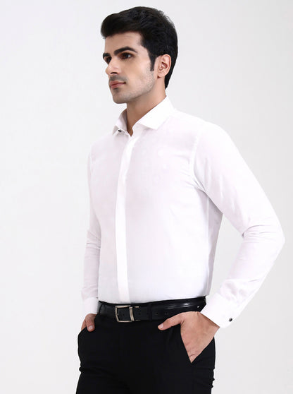 White Solid Slim Fit Party Wear Shirt | Wyre