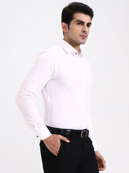 White Solid Slim Fit Party Wear Shirt | Wyre