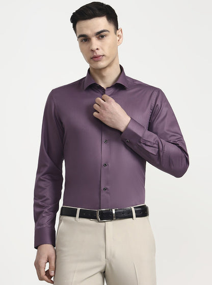 Violet Purple Solid Slim Fit Party Wear Shirt | Wyre