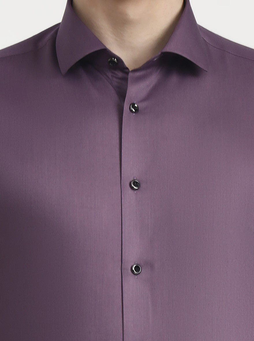 Violet Purple Solid Slim Fit Party Wear Shirt | Wyre