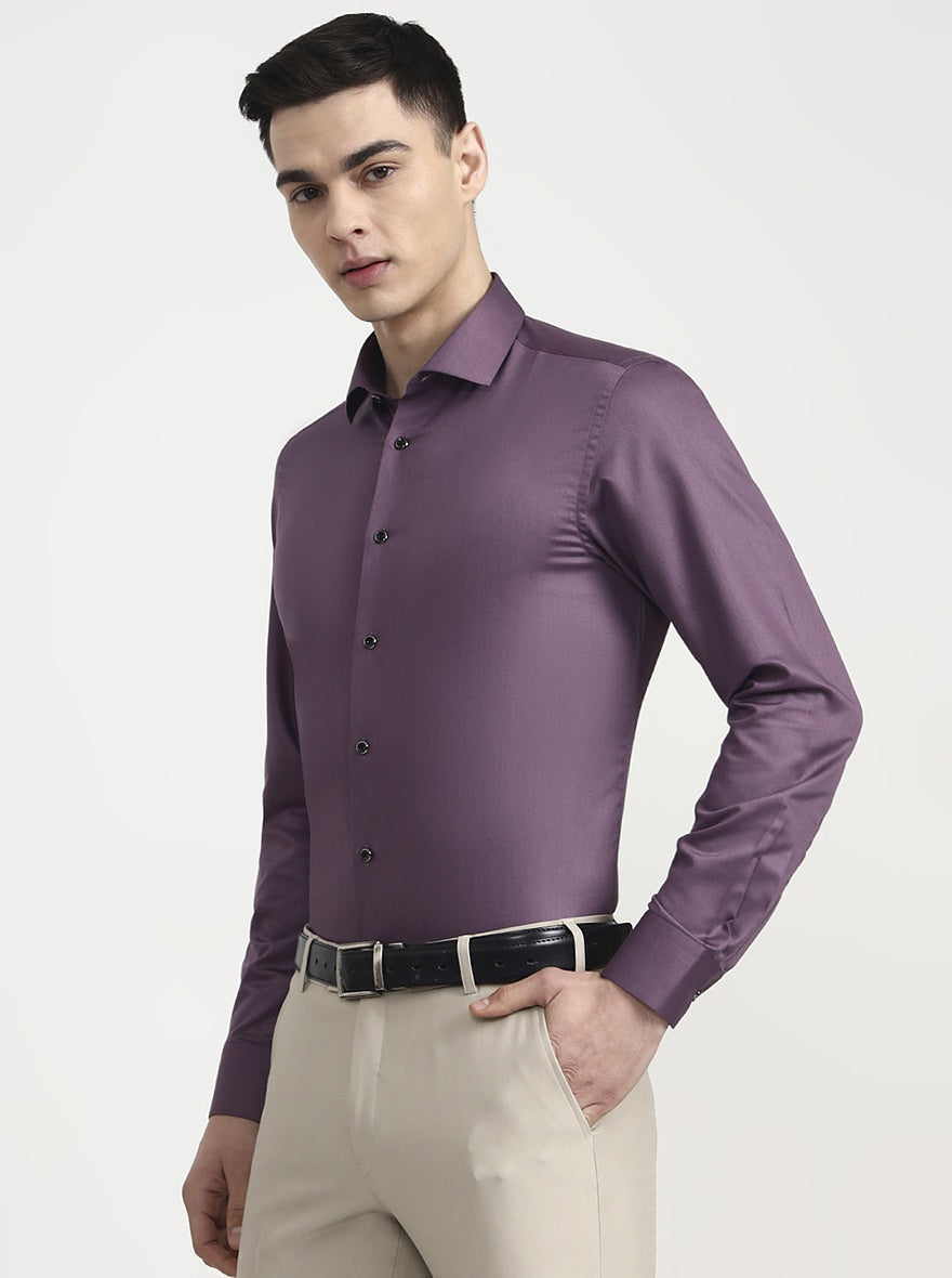 Violet Purple Solid Slim Fit Party Wear Shirt | Wyre