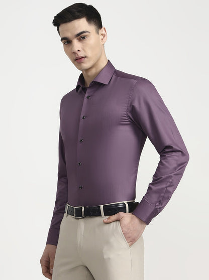 Violet Purple Solid Slim Fit Party Wear Shirt | Wyre