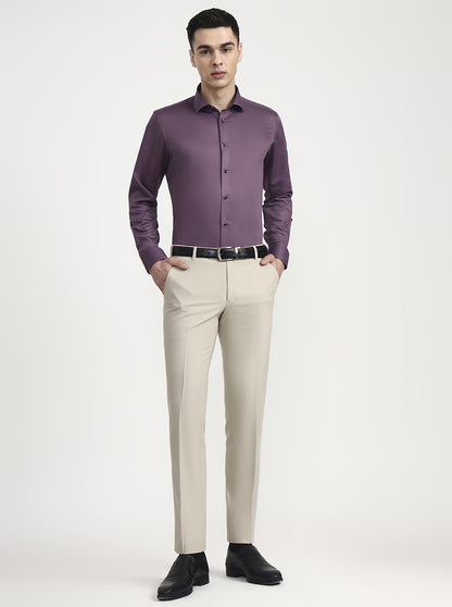 Violet Purple Solid Slim Fit Party Wear Shirt | Wyre
