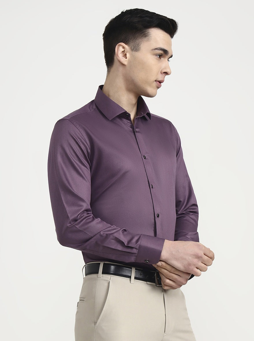 Violet Purple Solid Slim Fit Party Wear Shirt | Wyre