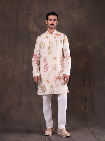 Onion Pink Embroidered  Kurta Pajama | Virasana